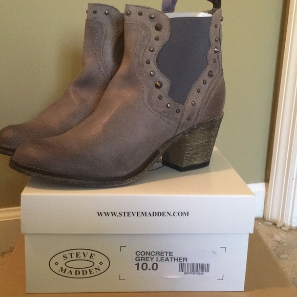 NIB Steve Madden Concrete Grey Booties  Western 10 - Picture 3 of 11
